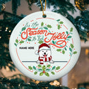 Tis The Season To Be Jolly Mint Circle Ceramic Ornament - Personalized Dog Lovers Decorative Christmas Ornament