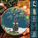 Forever In My Heart Starry Night Circle Ceramic Ornament - Personalized Angel Cat Lovers Decorative Christmas Ornament