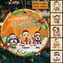 Personalised Most Wonderful Time Custom Color V3 Circle Ceramic Ornament - Personalized Dog Lovers Christmas Ornament
