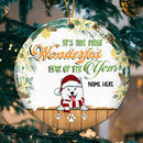 It's The Most Wonderful Time Custom V5 Circle Ceramic Ornament - Personalized Dog Lovers Decorative Christmas Ornament
