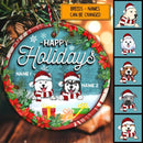 Happy Holiday Starry Night V2 Circle Ceramic Ornament - Personalized Dog Lovers Decorative Christmas Ornament