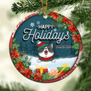 Happy Holiday Starry Night V1 Circle Ceramic Ornament - Personalized Cat Lovers Decorative Christmas Ornament