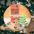 Personalised Merry Xmas Cat Back Orange Circle Ceramic Ornament - Personalized Cat Lovers Decorative Christmas Ornament