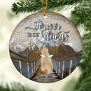 Forever In Our Heart Bridge And Mountain Circle Ceramic Ornament - Personalized Angel Cat Decorative Christmas Ornament