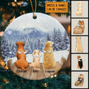 Snowy Field Grey Sky Memorial Circle Ceramic Ornament - Personalized Angel Dog Decorative Christmas Ornament