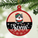 Personalised Let It Snow Red & Black Ball Shaped Wooden Ornament - Personalized Cat Lovers Decorative Christmas Ornament