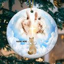 Cat In Heaven Cloudy Memorial Circle Ceramic Ornament - Personalized Angel Cat Decorative Christmas Ornament