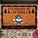 It's Merry Af In Here, Pine Tree, Personalized Christmas Cat Breeds Doormat, Christmas House Decor