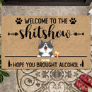 Welcome To The Shitshow Hope You Brought Alcohol, Personalized Cat Breeds Doormat, Gifts For Cat Lovers, Home Decor