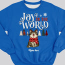 Joy To The World, Plaid Colors Pine Tree, Personalized Christmas Cat Breeds Sweatshirt