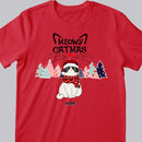 Meowy Catmas, Christmas Cat With Pine Trees, Personalized Cat Breeds T-shirt, Xmas Gifts For Cat Lovers, Christmas T-shirt