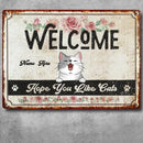 Welcome Hope You Like Cats, Rose Sign, Personalized Cat Breeds Metal Sign, Outdoor Decor