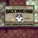 Welcome To Our Backyard Bar, Proudly Serving Whatever You Bring, Cat & Beverage Sign, Personalized Cat Breeds Metal Sign