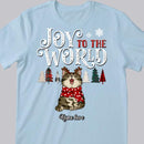 Joy To The World, Snow & Plaid Christmas Trees, Personalized Cat Breeds T-shirt, Xmas Gifts For Cat Lovers