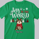 Joy To The World, Snow & Plaid Christmas Trees, Personalized Cat Breeds T-shirt, Xmas Gifts For Cat Lovers