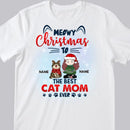 Meowy Christmas To The Best Cat Mom Ever, Girl & Cat, Personalized Cat Breeds T-shirt, T-shirt For Cat Moms