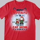 Meowy Christmas To The Best Cat Mom Ever, Girl & Cat, Personalized Cat Breeds T-shirt, T-shirt For Cat Moms