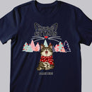 Meowy Catmas, Colorful Christmas Trees, Personalized Cat Christmas T-shirt, Gift For Cat Lovers
