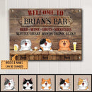 Welcome To Family Bar, Beer Wine Shots Shooters, Where Great Minds Drink Alike, Classic Wooden Theme, Personalized Cat Breeds Metal Sign