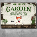 Garden Grown With Love, Plant & Flower Sign, Personalized Dog & Cat Metal Sign, Garden Decor