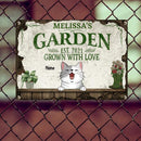 Garden Grown With Love, Plant & Flower Sign, Personalize Cat Breeds Metal Sign, Garden Decor