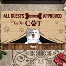 All Guest Must Be Approved By The Cats, Canvas Curtain Background, Personalized Cat Breeds Doormat