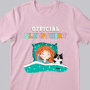 Official Sleep Shirt, Chibi Girl With Her Cat, Personalized Cat Lovers T-shirt