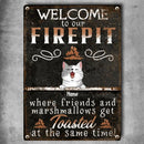 Welcome To Our Firepit Where Friends And Marshmallows Get Toasted, Welcome Sign, Personalized Cat Breeds Metal Sign