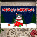 Meowy Christmas, Welcome Mat Funny, Housewarming Gift, Rustic Home Decor,  Personalized Cat Lovers Christmas Doormat