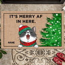 It's Merry Af In Here, Cat Welcome Mat Funny, Housewarming Gift, New Home Gift, Personalized Cat Lover Doormat