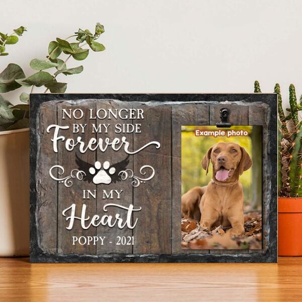No Longer By My Side Forever In My Heart, Pet Memorial Keepsake, Personalized Pet Name Photo Clip Frame, Pet Loss Gifts