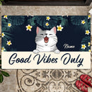 Good Vibe Tropical Cat Door Mat, Cat Lover Gift, Cat Dad Gift, Gift For Home, Personalized Gift For Pet Lovers Doormat