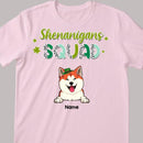 Shenanigans Squad, Leopard T-shirt, Personalized Dog & Cat T-shirt, St. Patrick Day Gifts For Pet Lovers
