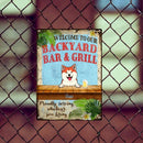 Welcome To Our Backyard Bar & Grill, Hawaii Style Sign, Personalized Dog & Cat Metal Sign, Gifts For Pet Lovers