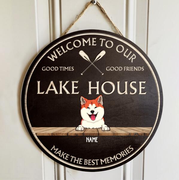 lake house decor Welcome To Our Lake House Make The Best Moment, Welcome Door Hanger, Personalized Dog & Cat Door Sign