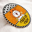 Trick Or Treat - Pumpkin Hat - Polka Dots - Personalized Cat Halloween Door Sign