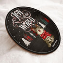 Joy To The World - Cats Wear Scarf - Starry Night - Personalized Cat Christmas Door Sign