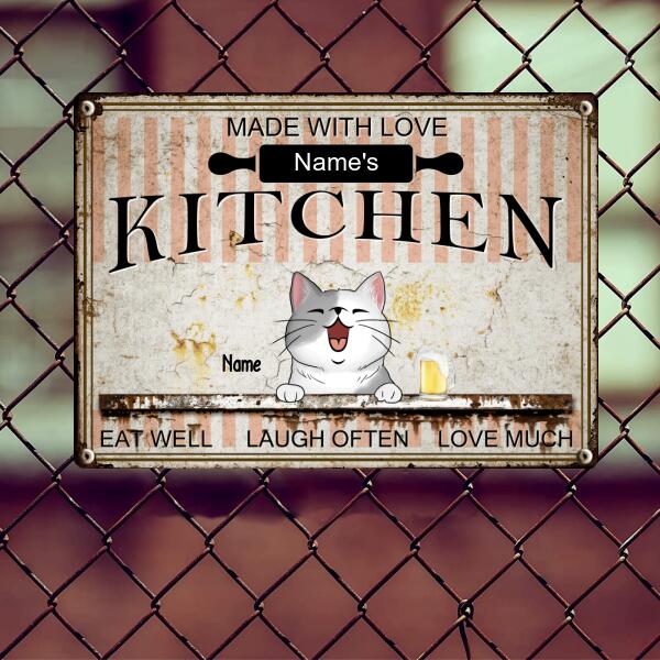 Metal Kitchen Sign, Gifts For Pet Lovers, Made With Love Eat Well Laugh Often Love Much Personalized Metal Signs