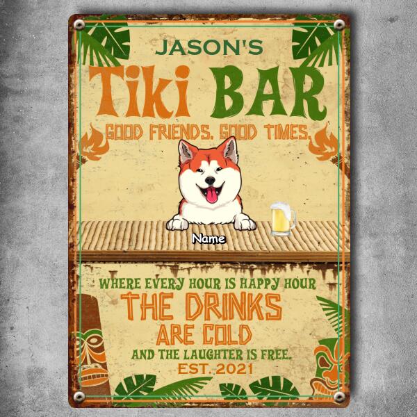 Metal Tiki Bar Signs, Gifts For Pet Lovers, Where The Laughter Is Free Tropical Style Welcome Signs