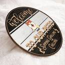 Welcome To Our Patio Signs, Gifts For Pet Lovers, Sipping Grilling Chilling, Dog & Cat Custom Wooden Signs