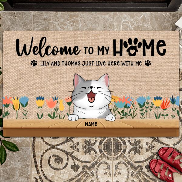Welcome To Our Home Personalized Cat Breeds Doormat, Gifts For Cat Lovers, The Humans Just Live Here With Us Home Decor