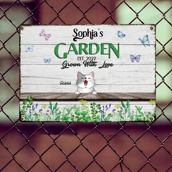 Metal Garden Sign, Gifts For Pet Lovers, Grown With Love Plant & Butterfly Personalized Housewarming Gifts