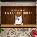 Personalized Dog & Cat Doormat, Gifts For Pet Lovers, In This Home We Make The Rules Funny Doormat