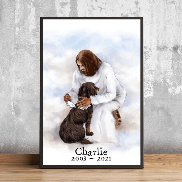 Christ's Embrace Memorial Keepsake, Personalized Dog & Cat Poster, Gifts For Loss Of Pet, Home Wall Decor