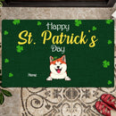 Happy St Patrick's Day Doormat, Saint Patricks Day Home Decor, Gifts For Pet Lovers, Shamrock Green Background