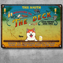 Metal Yard Sign, Gifts For Pet Lovers, The Deck Where The Neighbors Listen To Good Music Welcome Signs
