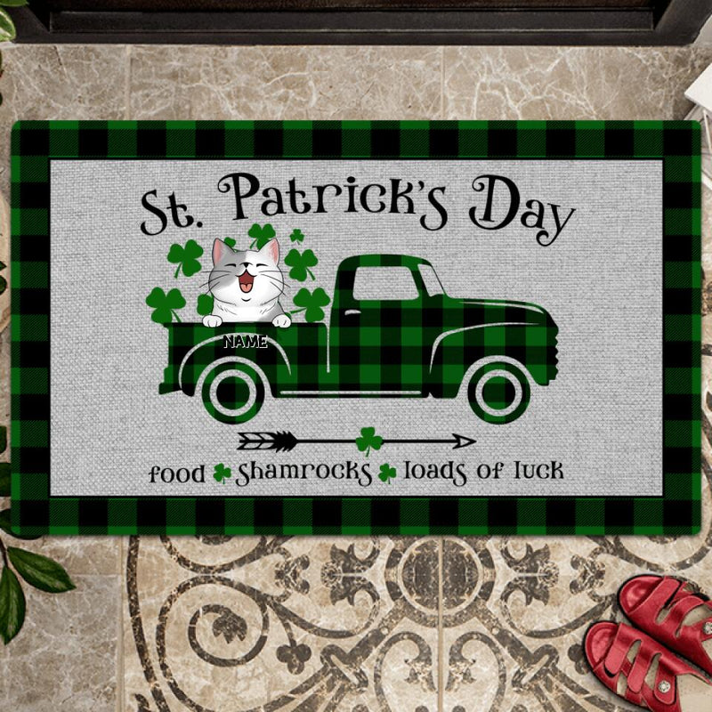Personalized Dog & Cat Doormat, Gifts For Pet Lovers, St. Patrick's Day Food Shamrocks Loads Of Luck