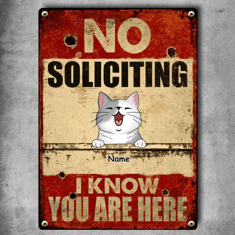 Metal Yard Sign, Gifts For Pet Lovers, No Soliciting We Know You Are Here Funny Warning Signs