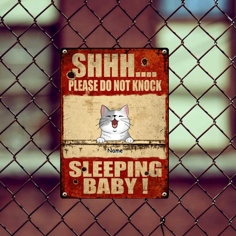 Metal Yard Sign, Gifts For Pet Lovers, Shh Please Don't Knock Sleeping Baby Funny Warning Signs