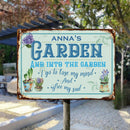 Metal Garden Sign, And Into The Garden I Go To Lose My Mind And Free My Soul Vintage Sign